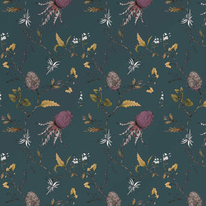 Artichoke Vine Dirty Teal Wallpaper