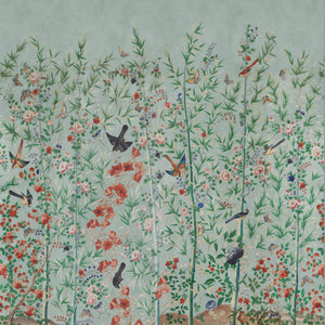 Bamboo Garden Blue Mural Wallpaper