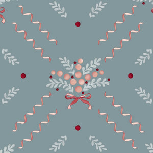 Berries & Bows Blue Wallpaper
