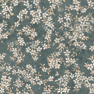 Cherry Blossom Petrol Fabric