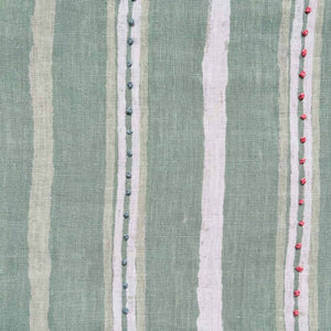 Dabu Stripe Moss Green Embroidered Fabric