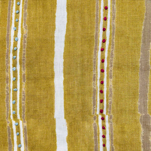 Dabu Stripe Mustard Green Embroidered Fabric