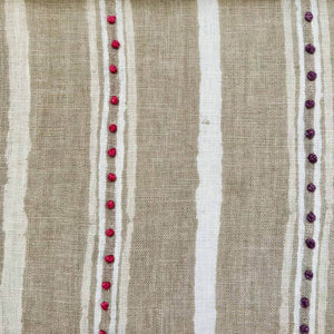 Dabu Stripe Natural Embroidered Fabric