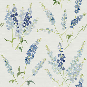 Delphinium Blue Grasscloth Wallpaper