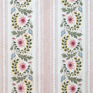 Floral Border Stripe Rose Fabric