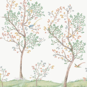 Hillside Multicolor Grasscloth Mural Wallpaper