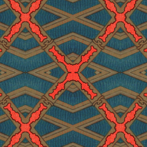 Japanese Trellis Teal & Orange Wallpaper