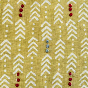 Jiva Mustard Green Embroidered Fabric