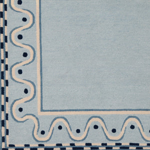 Squiggle Border Blue Jeans  Rug