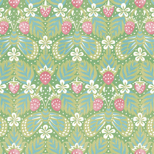Virginia Strawberry Leaf Green Fabric