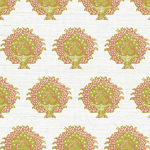 Artichoke Canteloupe Grasscloth Wallpaper