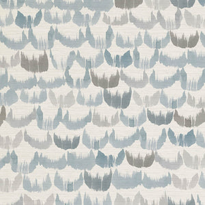 Brushed Scallop Blue Grasscloth Wallpaper