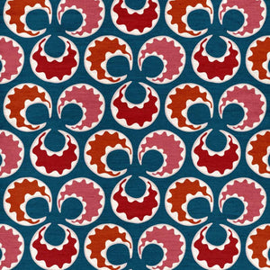 Chintamani Fun Blue & Reds Fabric