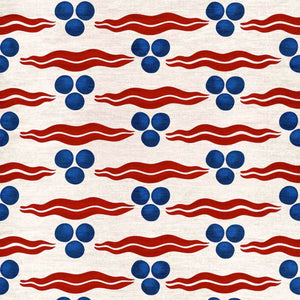 Chintamani White Red & Blue Fabric