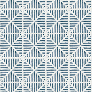 Envelope Stripe Indigo Grasscloth Wallpaper