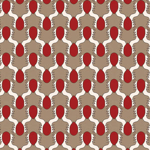 Happy People Beige & Red Wallpaper