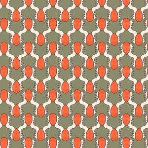 Happy People Sage Green & Orange Wallpaper