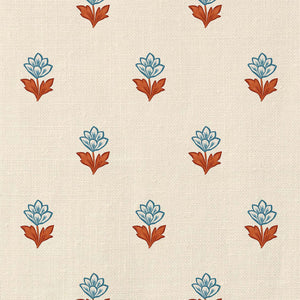 Indian Tulips Blue & Brown Fabric