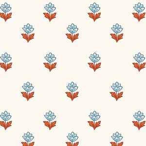 Indian Tulips Blue & Brown Wallpaper