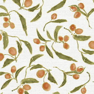 Kumquat Grasscloth Wallpaper