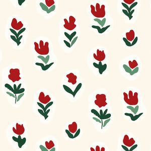 Little Wild Tulips Red Wallpaper