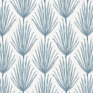 Palm Parade Bluebird Grasscloth Wallpaper