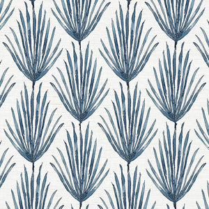 Palm Parade Indigo Grasscloth Wallpaper