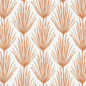 Palm Parade Peach Grasscloth Wallpaper