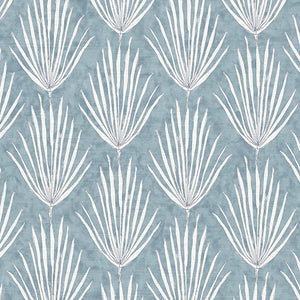 Palm Parade Relief Bluebird Grasscloth Wallpaper
