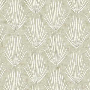 Palm Parade Relief Bone Grasscloth Wallpaper
