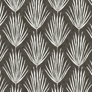 Palm Parade Relief Graphite Grasscloth Wallpaper