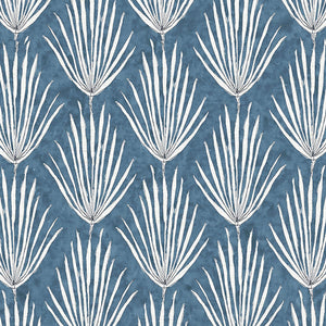 Palm Parade Relief Indigo Grasscloth Wallpaper
