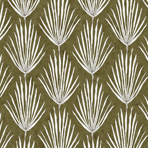Palm Parade Relief Moss Grasscloth Wallpaper