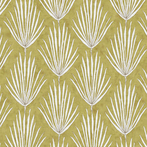 Palm Parade Relief Ochre Grasscloth Wallpaper