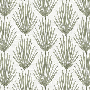 Palm Parade Sage Grasscloth Wallpaper
