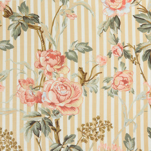 Small Stripe Floral Buttermilk Fabric