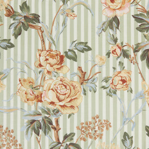 Small Stripe Floral Eucalyptus Fabric