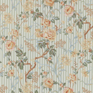 Small Stripe Floral Eucalyptus Wallpaper
