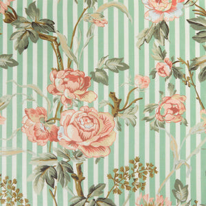 Small Stripe Floral Sage Fabric
