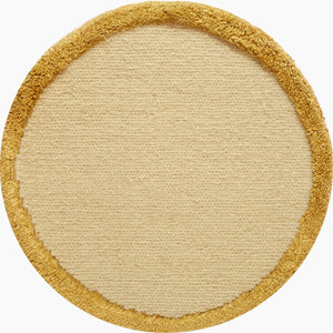 Soumak Border Round Wheat Beige Rug