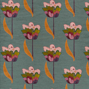 Tulips Sea Blue Fabric