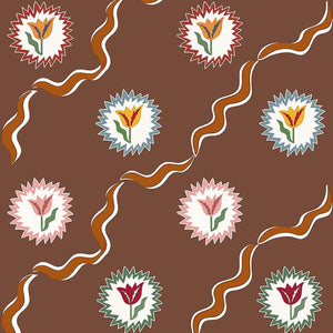 Tulips of Belgravia Brown Wallpaper