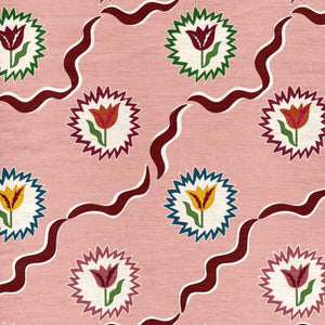 Tulips of Belgravia Burgundy Fabric
