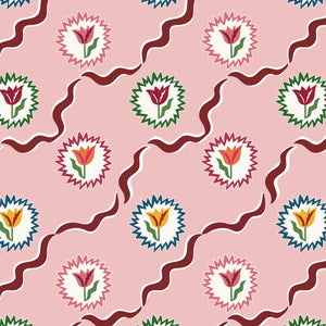 Tulips of Belgravia Pink & Burgundy Wallpaper