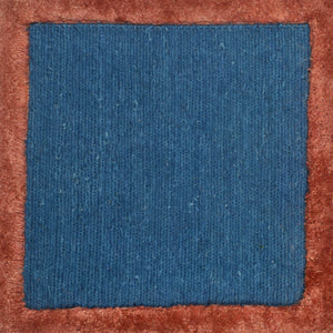 Soumak Border Square Ocean Coral Rug