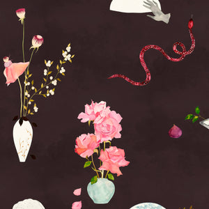 Natura Morta Mahogany Wallpaper