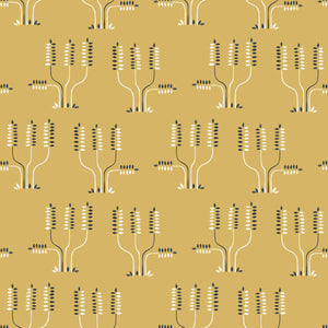Topanga Navy & White on Ochre Wallpaper