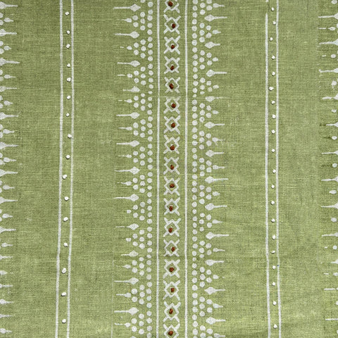 Bela Stripe Olive Green Embroidered Fabric