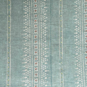 Bela Stripe Teal Embroidered Fabric