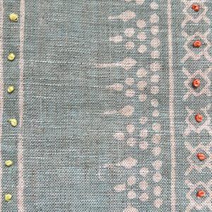 Bela Stripe Teal Embroidered Fabric